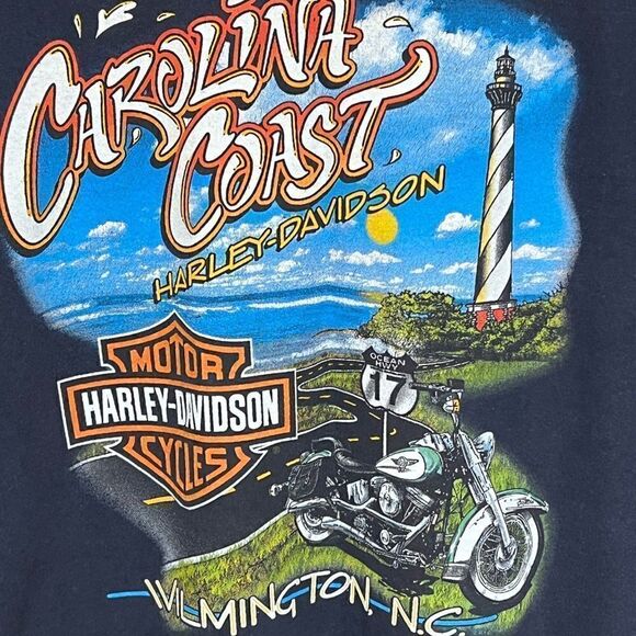 Vintage 2000 Harley Davidson Carolina Coast Blue Tee Shirt Mens Sz 2X Rare - Picture 3 of 6